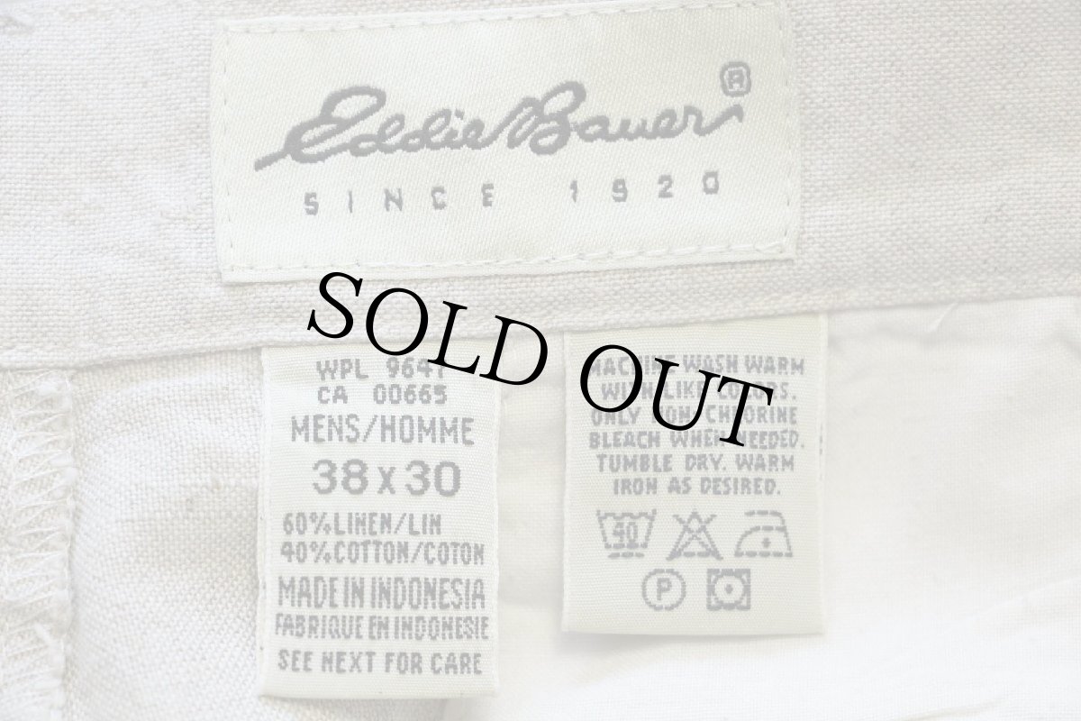 画像6: 90s EddieBauerエディーバウアー ツータック スラックス リネン×コットンパンツ ベージュ w38 L30 (6)