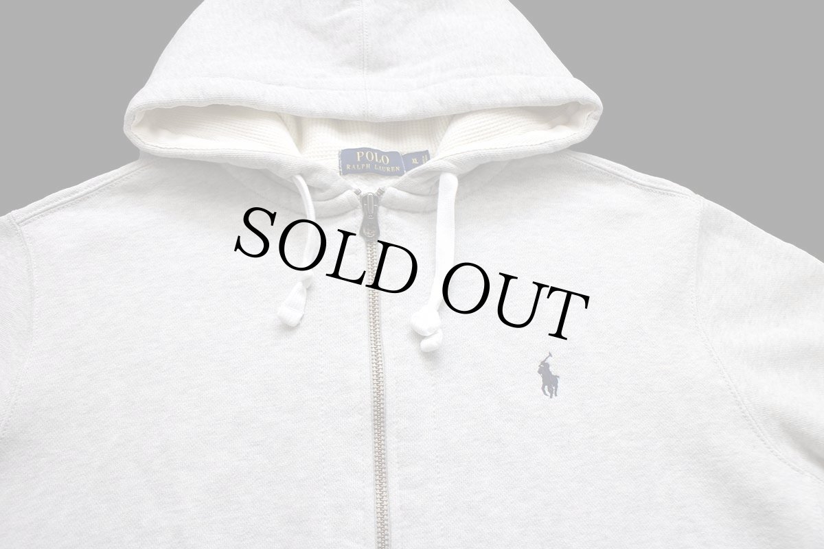 画像3: ポロ ラルフローレン ワンポイント フード裏サーマル スウェット ジップパーカー 杢グレー XL (3)