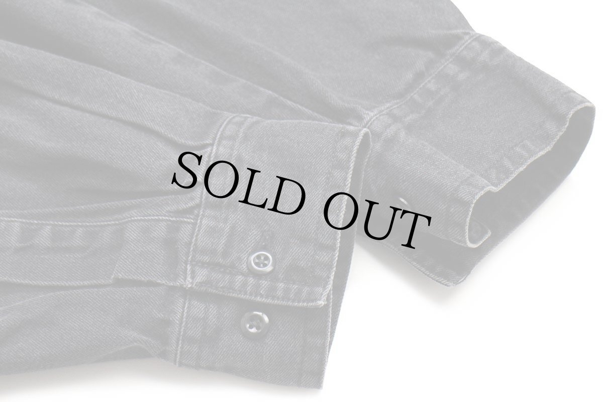 画像6: 00s HARLEY-DAVIDSON ハーレー ダビッドソン ロゴ刺繍 ブラック デニムシャツ L (6)