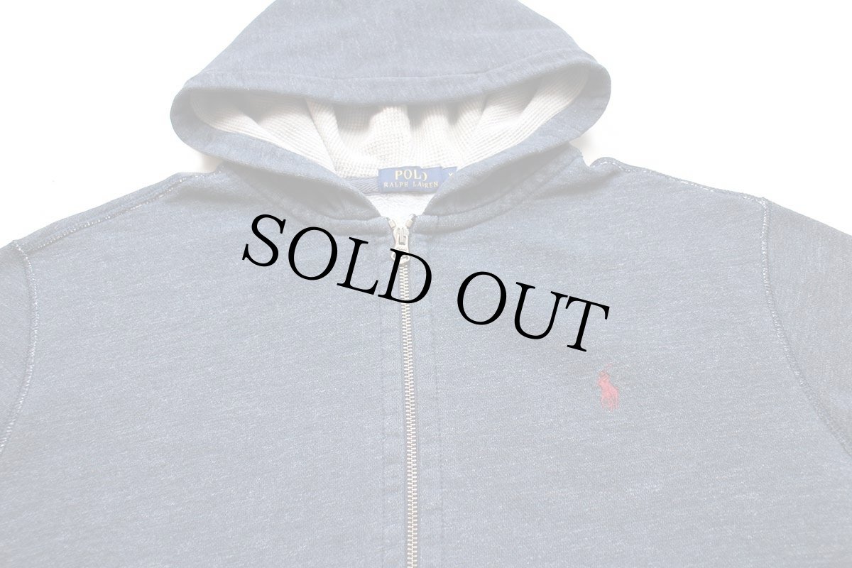 画像3: ポロ ラルフローレン ワンポイント フード裏サーマル スウェット ジップパーカー 杢ネイビー XXL★特大 (3)
