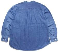 画像2: 90s DOCKERSドッカーズ バンドカラー コットン ダンガリーシャツ L★Levi'sリーバイス (2)