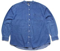 画像1: 90s DOCKERSドッカーズ バンドカラー コットン ダンガリーシャツ L★Levi'sリーバイス (1)