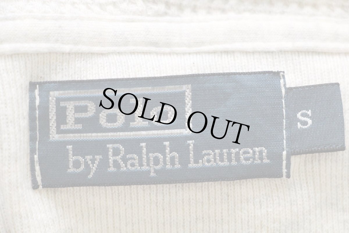 画像4: 00s ポロ ラルフローレン ワンポイント ヘンリーネック フード裏サーマル コットン カットソー パーカー オートミール S★スウェット (4)