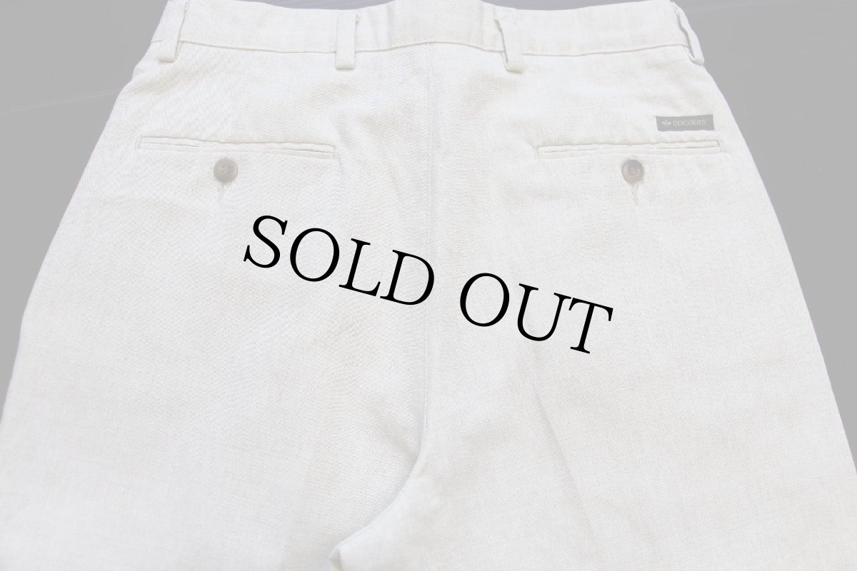 画像5: 90s DOCKERSドッカーズ ツータック スラックス コットン×リネンパンツ ベージュ w30 L32★Levi'sリーバイス (5)
