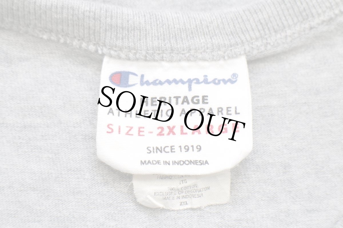 画像5: Championチャンピオン×Timberlandティンバーランド ビッグロゴ コットン 長袖Tシャツ 杢グレー 2XL★特大 (5)