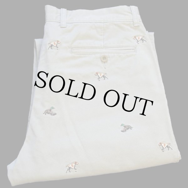 00s J.CREW カモ ドッグ 刺繍 総柄 コットン チノパン グレー