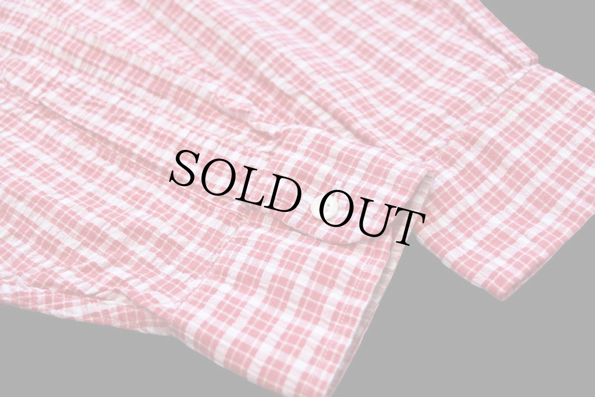 画像6: 90s L.L.Bean チェック ボタンダウン コットン シアサッカーシャツ 赤×白 M (6)