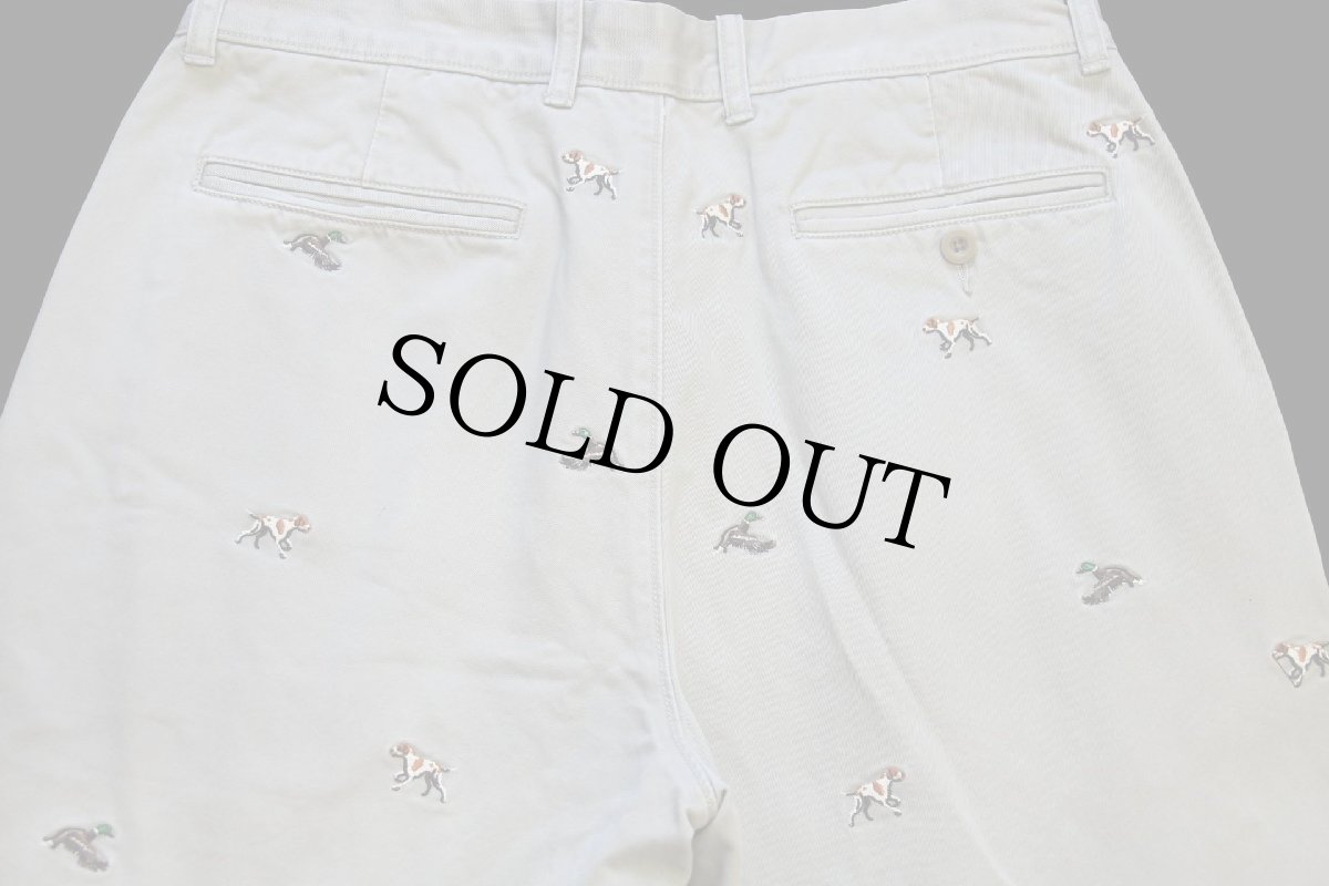 画像5: 00s J.CREW カモ ドッグ 刺繍 総柄 コットン チノパン グレーベージュ w34 (5)