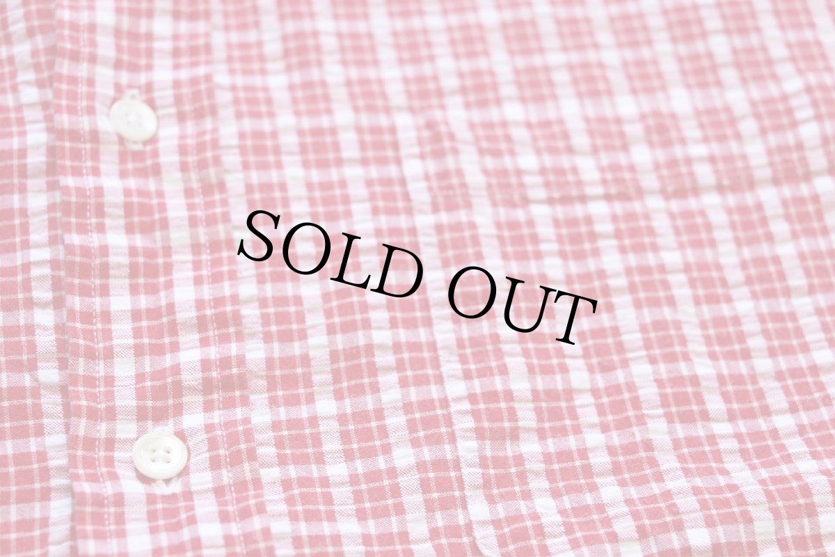 画像5: 90s L.L.Bean チェック ボタンダウン コットン シアサッカーシャツ 赤×白 M (5)