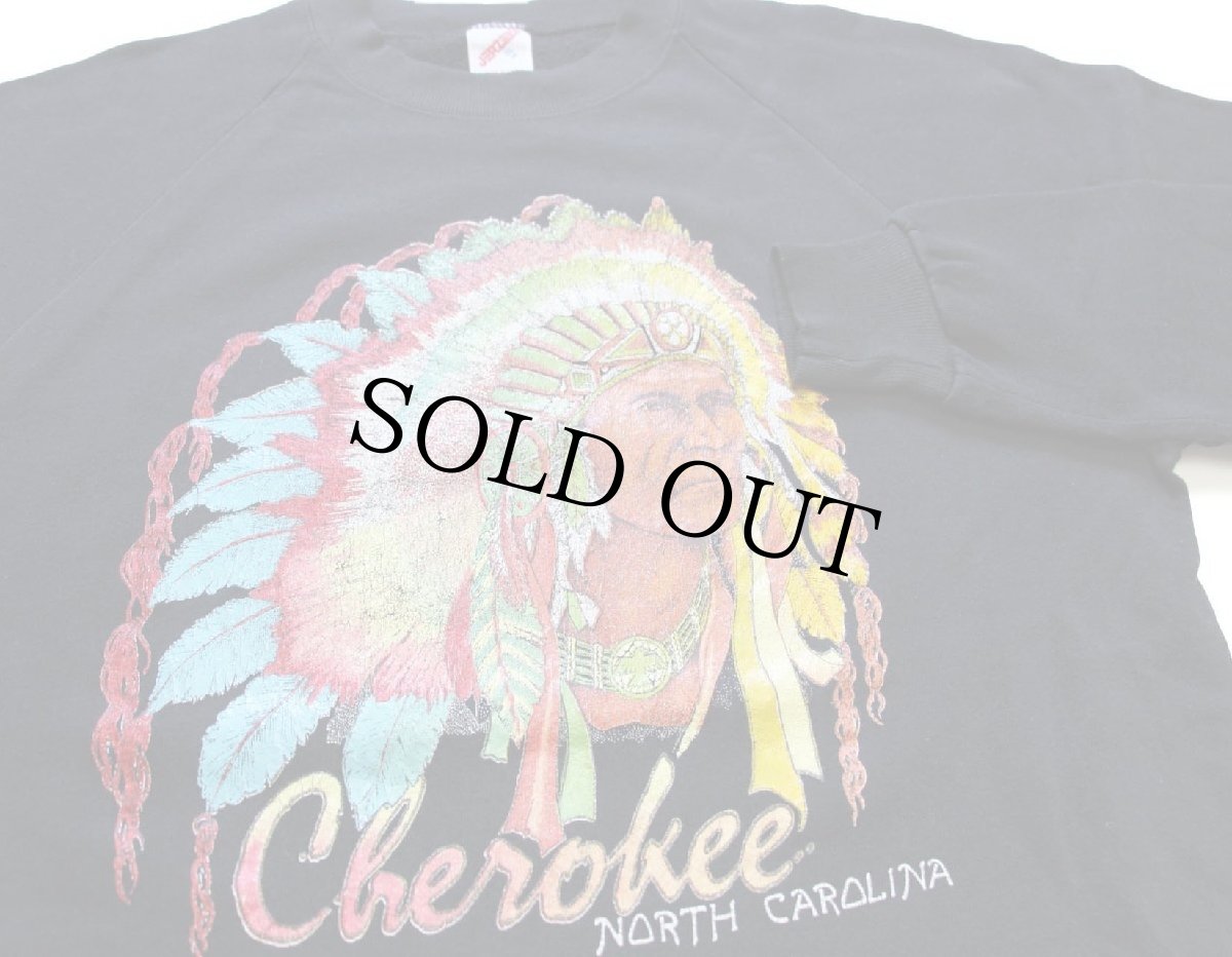 画像3: 80s USA製 Cherokee NORTH CAROLINA インディアンヘッド スウェット 黒 XL (3)