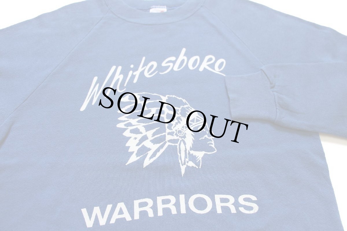 画像3: 80s USA製 Whitesboro WARRIORS インディアンヘッド スウェット 青 M (3)