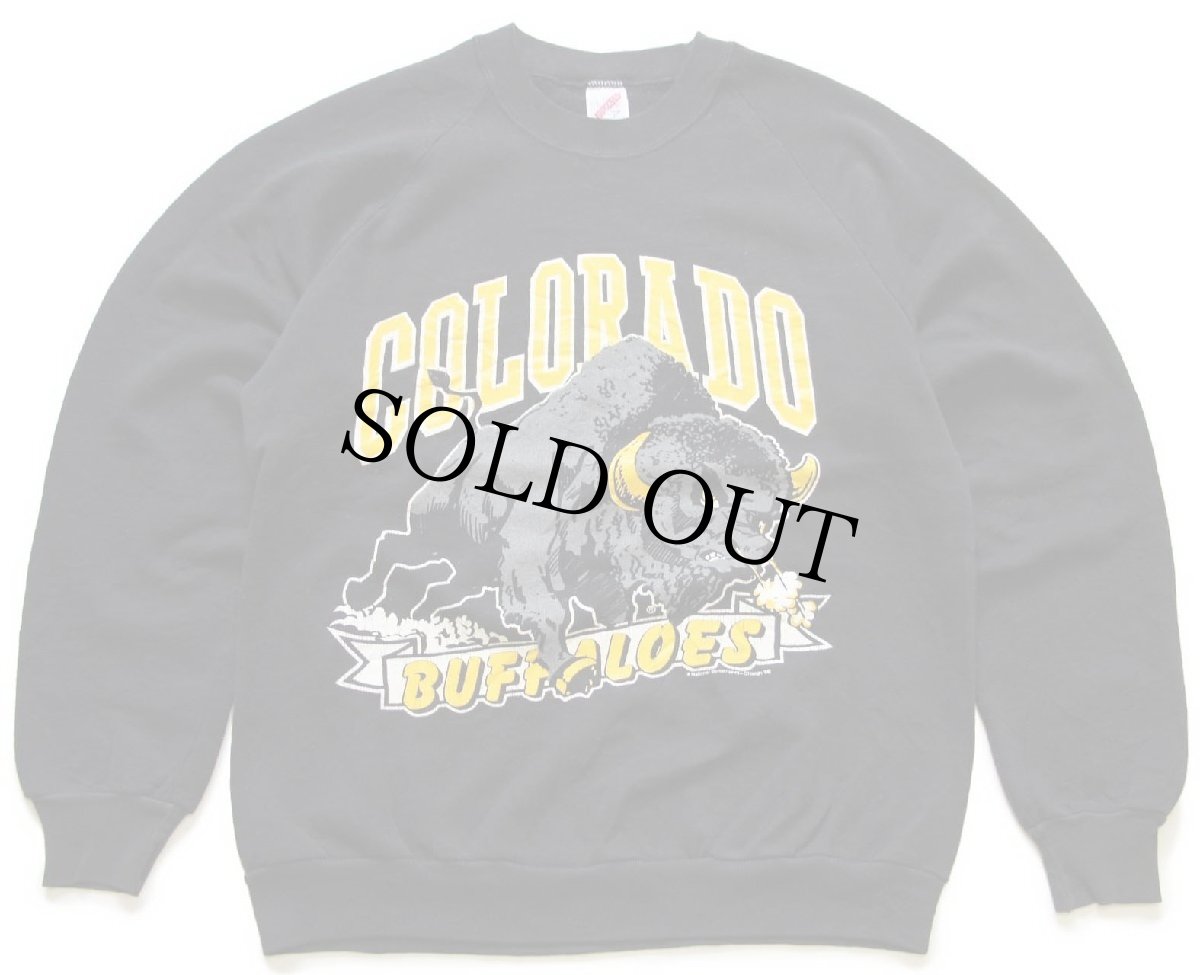 画像1: 80s USA製 COLORADO BUFFALOES スウェット 黒 L★RUSSELLラッセル (1)