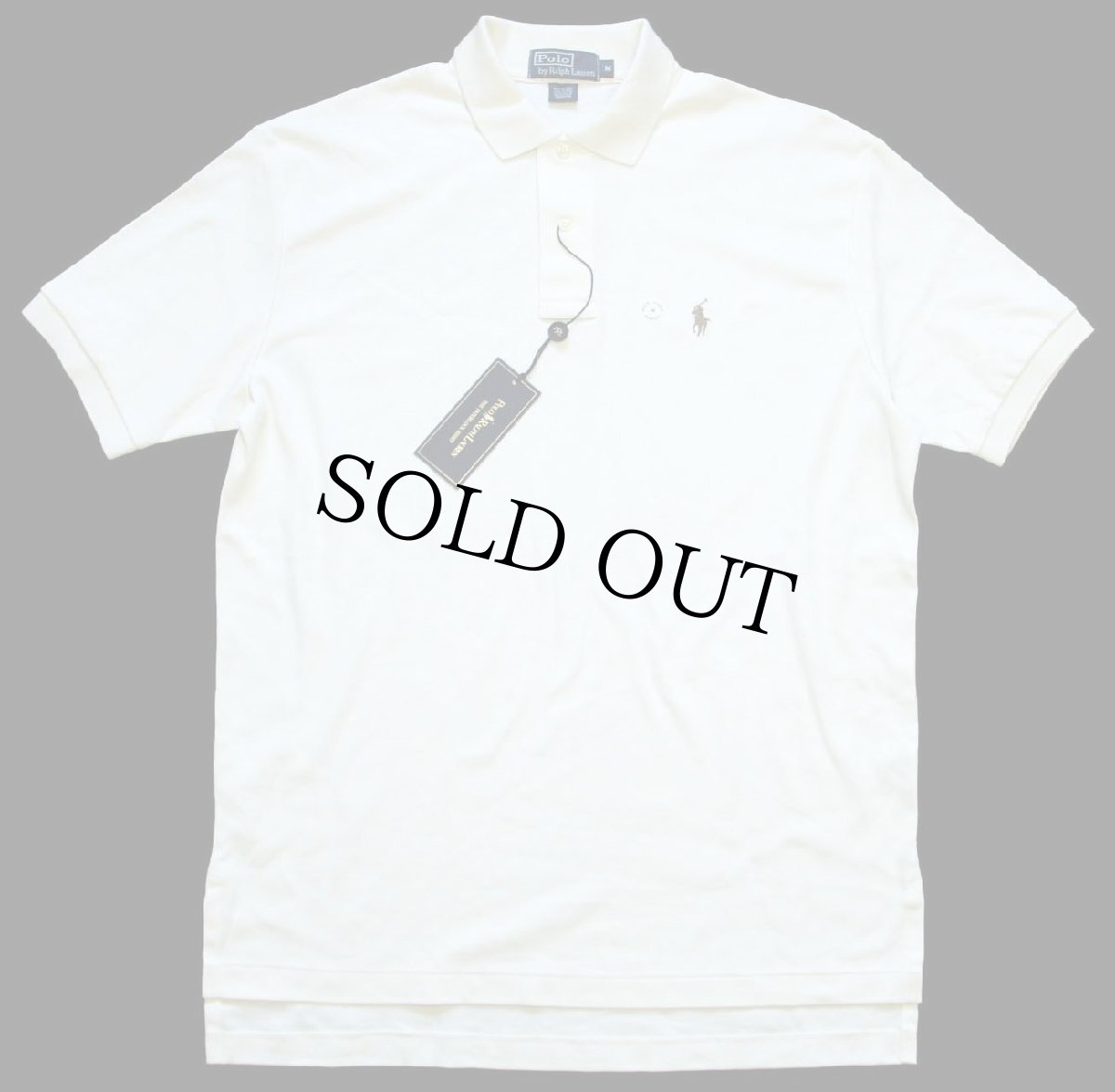画像2: デッドストック★00s ポロ ラルフローレン ワンポイント コットン ポロシャツ クリーム M (2)