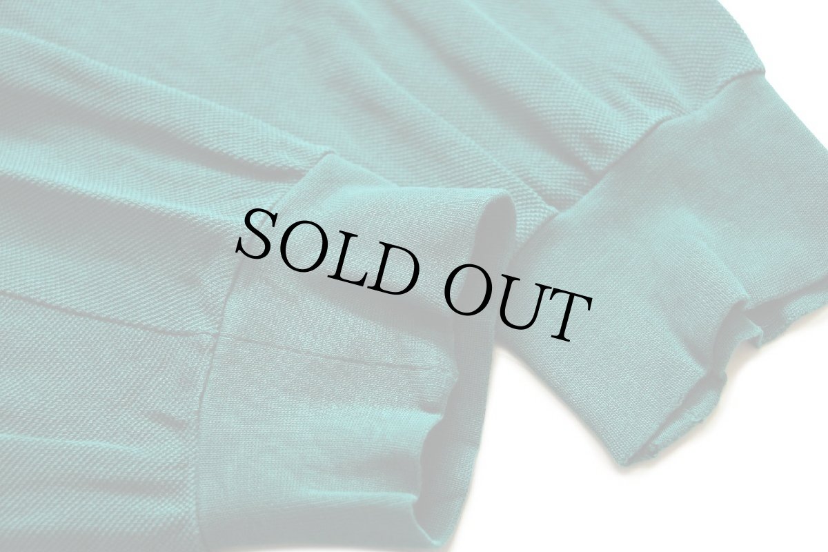 画像6: 70s フランス製 CHEMISE LACOSTE ラコステ ワンポイント コットン 鹿の子 長袖ポロシャツ 緑 6★119  (6)