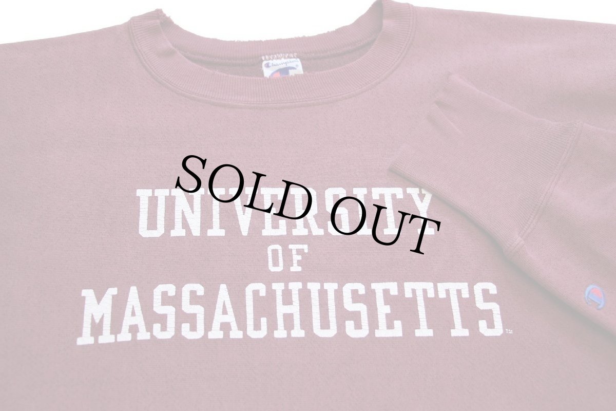 画像3: 00s Championチャンピオン UNIVERSITY OF MASSACHUSETTS リバースウィーブ スウェット バーガンディ フェード XL (3)