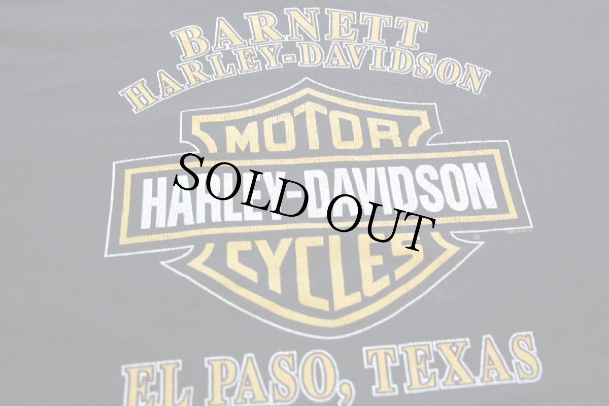 画像5: HARLEY-DAVIDSON MOTORCYCLES ハーレー ダビッドソン エンジン ロゴ BARNETT 両面&袖プリント コットン ポケット付き 長袖Tシャツ 黒 L (5)