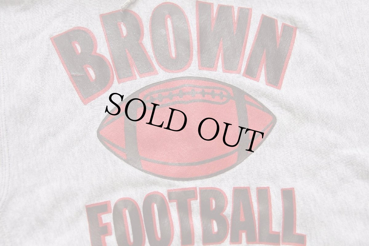 画像3: 80s USA製 SOFFE BROWN FOOTBALL アメフト リバースウィーブ スウェットパーカー 杢グレー M★フーディー (3)