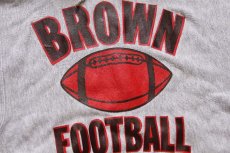 画像3: 80s USA製 SOFFE BROWN FOOTBALL アメフト リバースウィーブ スウェットパーカー 杢グレー M★フーディー (3)
