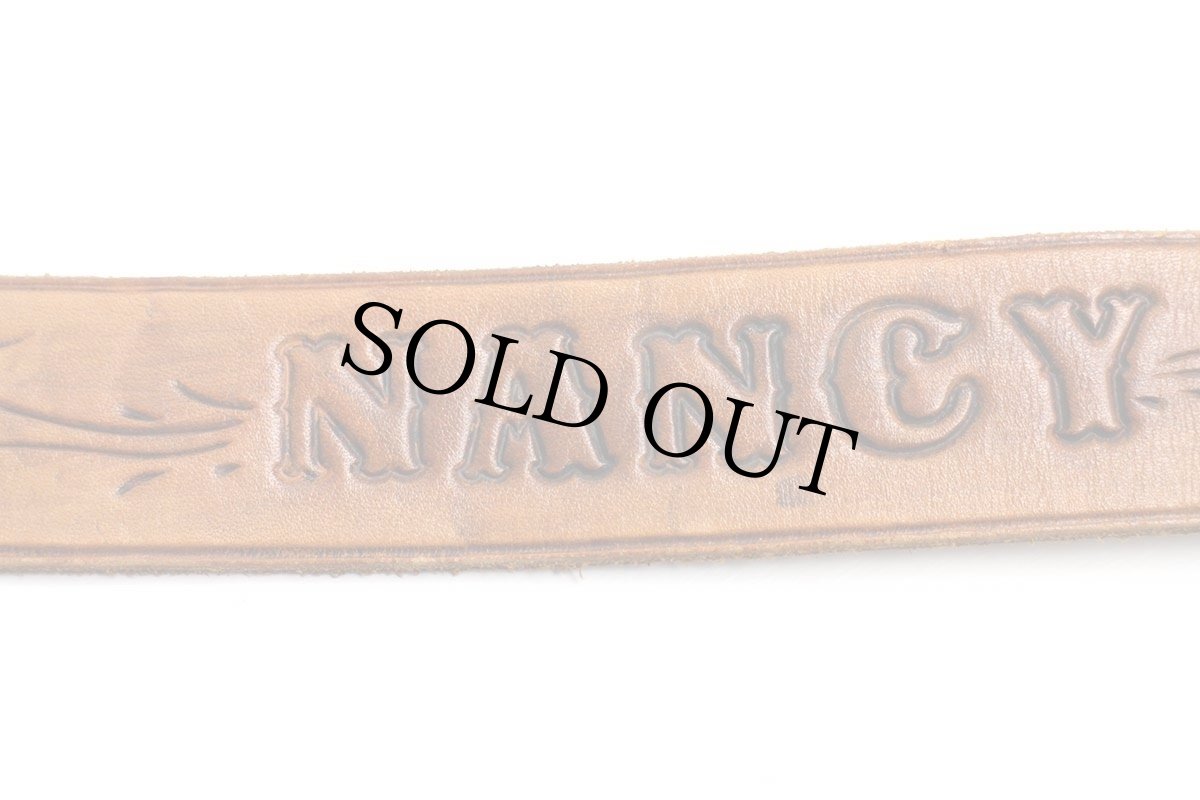 画像4: 80s oden バックル NANCY 花柄 カービング レザーベルト 茶 34 (4)