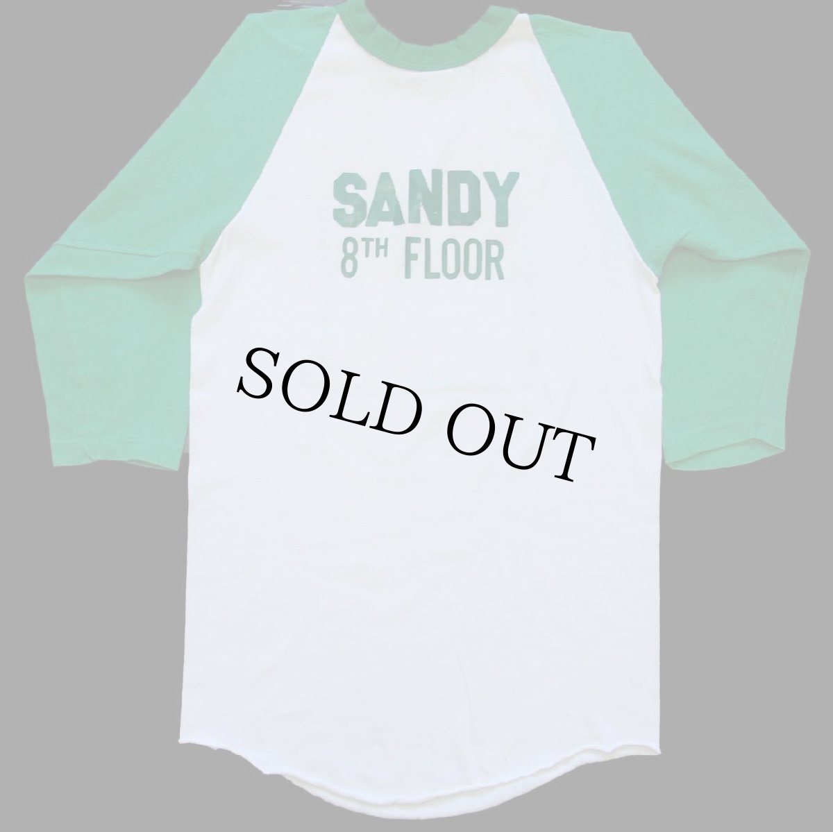 画像2: 70s USA製 RUSSELLラッセル 両面プリント 七分袖 ラグランTシャツ 白×緑 M (2)