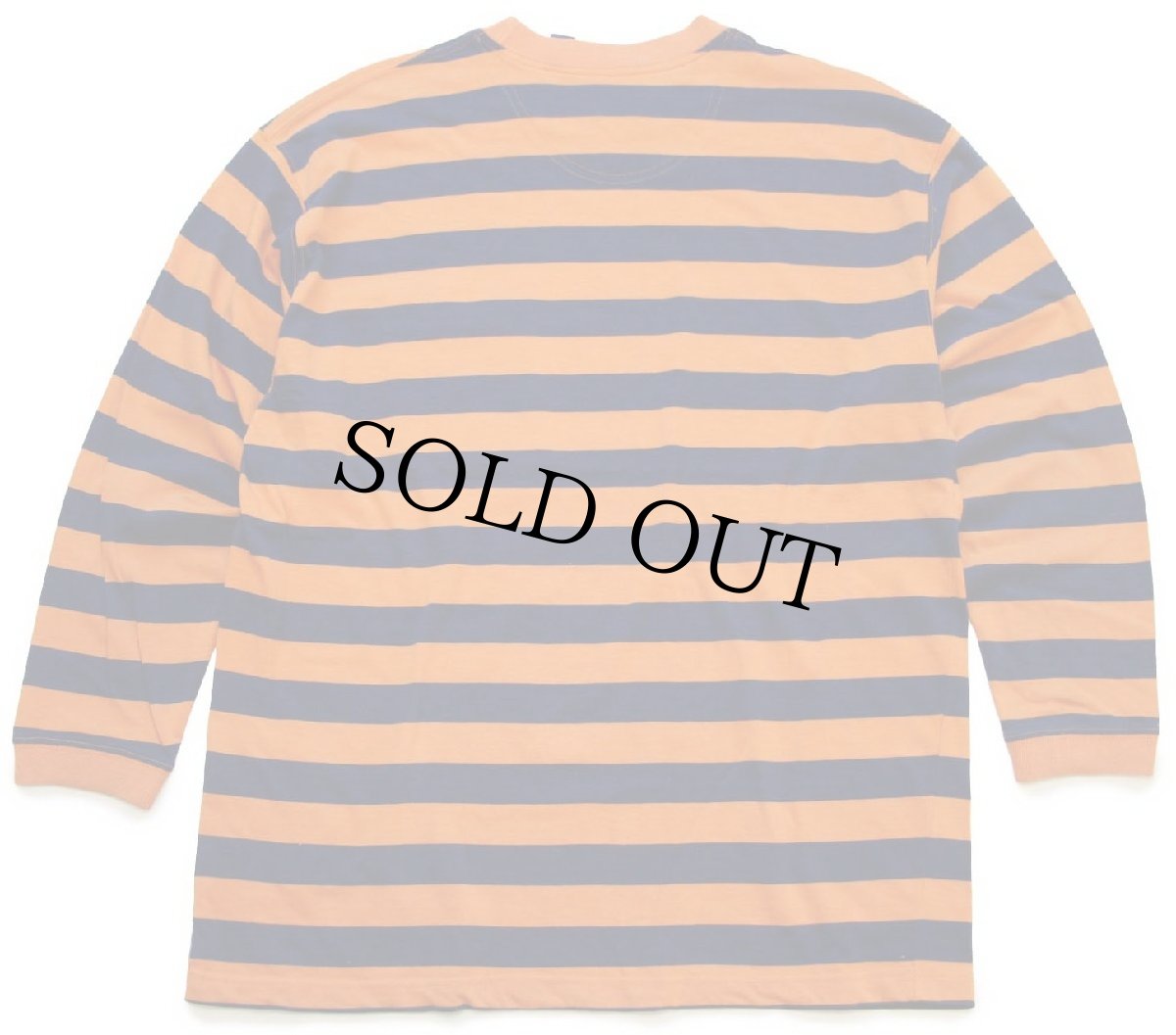 画像2: 90s USA製 GAPギャップ 太ボーダー コットン ポケット付き 長袖Tシャツ オレンジ×紺 L (2)