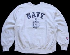 画像1: 90s USA製 MV SPORT 米軍 NAVY U.S.NAVAL ACADEMY リバースウィーブ スウェット ボロ 杢ライトグレー XXL★特大 (1)