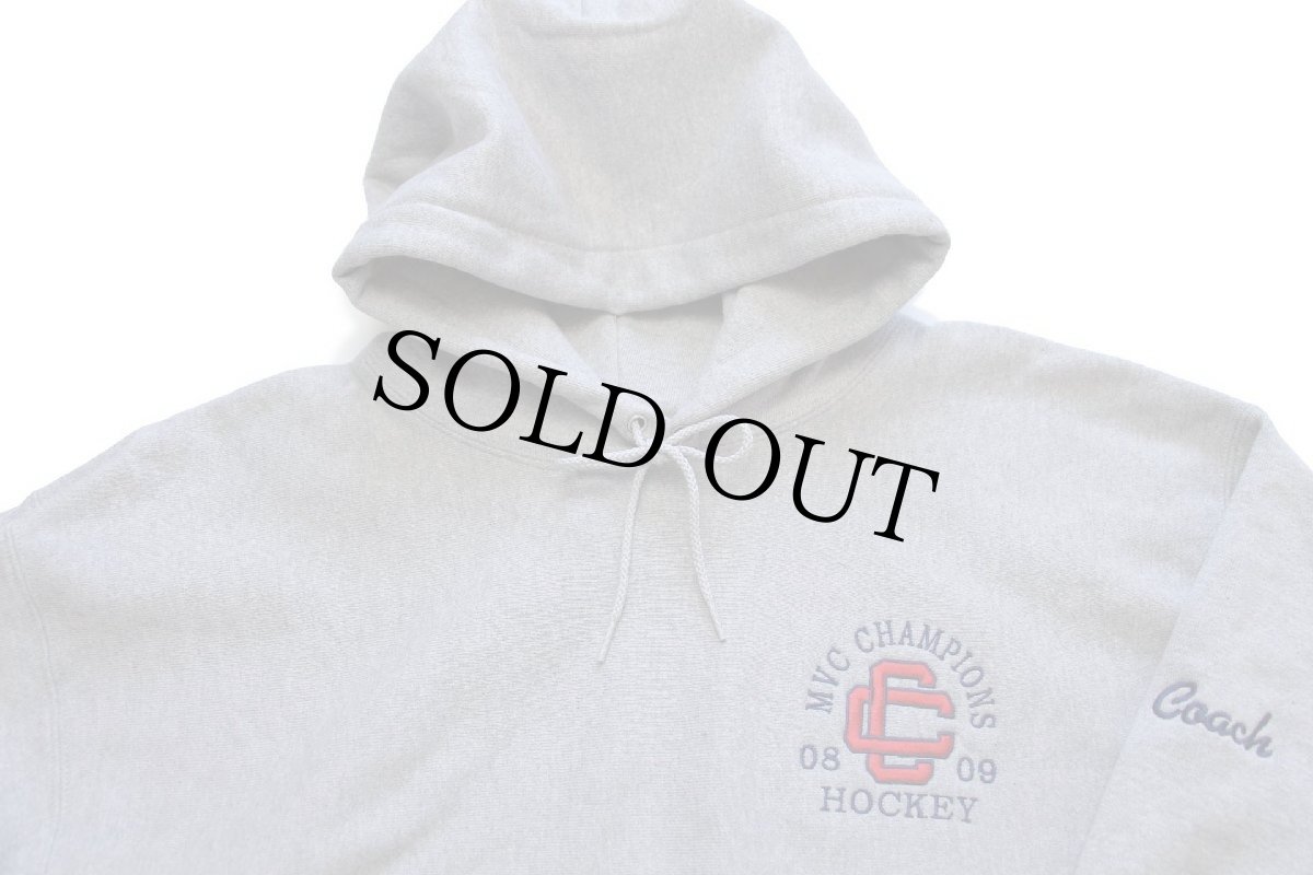 画像3: 00s Championチャンピオン MVC CHAMPIONS HOCKEY Coach 刺繍 リバースウィーブ スウェットパーカー 杢グレー XL (3)