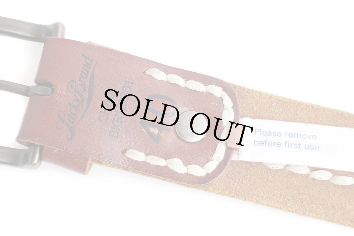 画像4: Lucky Brandラッキーブランド ステッチ装飾 レザーベルト 赤茶 40 (4)