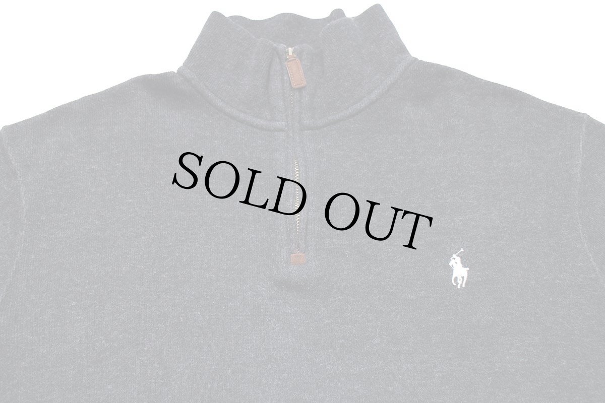 画像3: ポロ ラルフローレン ワンポイント ハイネック ハーフジップ コットン ニット スウェット チャコールグレー L (3)