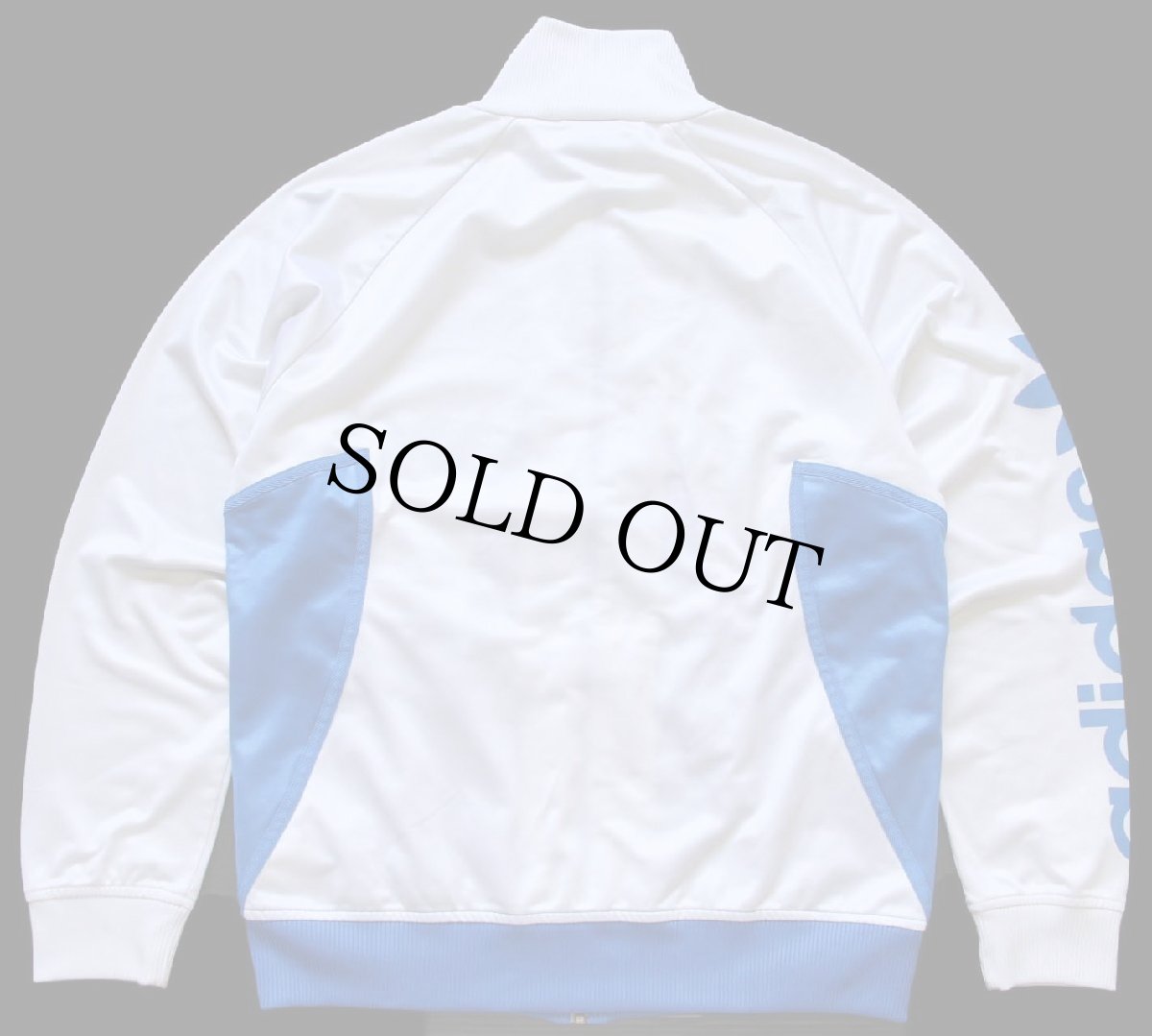 画像2: adidasアディダス CHILE62 トレフォイル ロゴ ツートン ハイネック トラックジャケット 白×青 M★ジャージ (2)