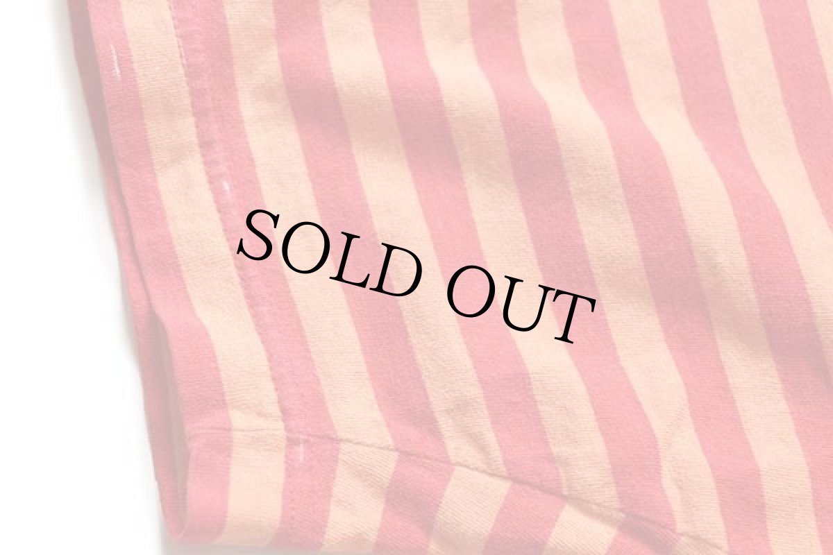 画像7: 90s TACTICS ボーダー ロール＆ヘンリーネック コットンTシャツ 赤×オレンジ L (7)