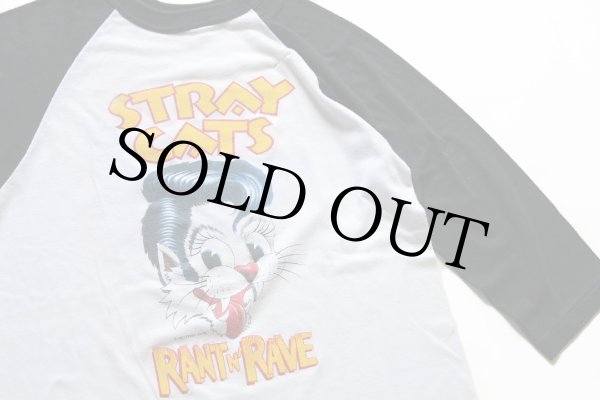 80s USA製 STRAY CATS ストレイキャッツ 両面プリント 七分袖 ラグラン