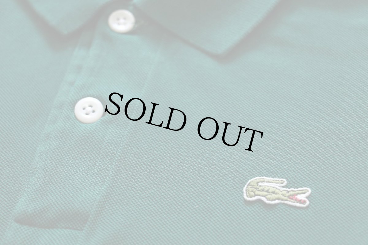画像4: 70s フランス製 CHEMISE LACOSTE ラコステ ワンポイント コットン 鹿の子 長袖ポロシャツ 緑 6★119  (4)