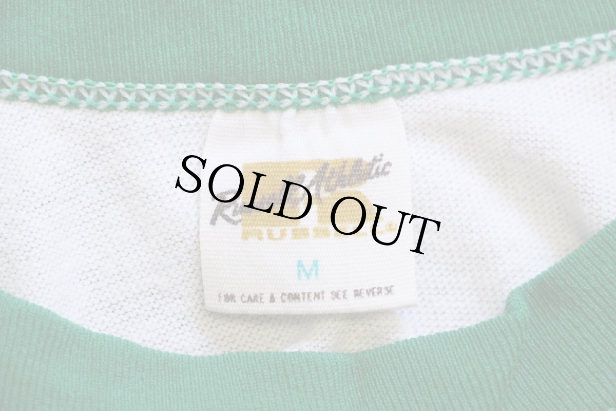 画像5: 70s USA製 RUSSELLラッセル 両面プリント 七分袖 ラグランTシャツ 白×緑 M (5)