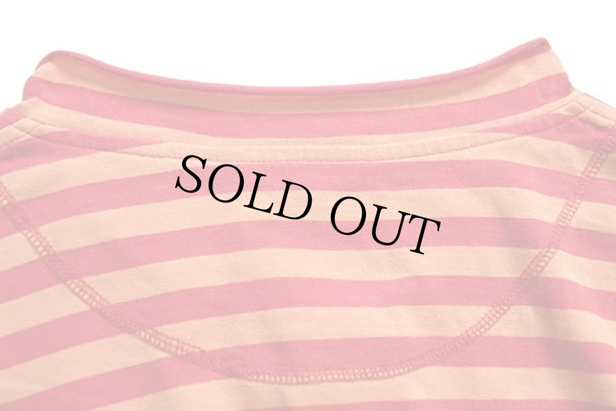 画像5: 90s TACTICS ボーダー ロール＆ヘンリーネック コットンTシャツ 赤×オレンジ L (5)