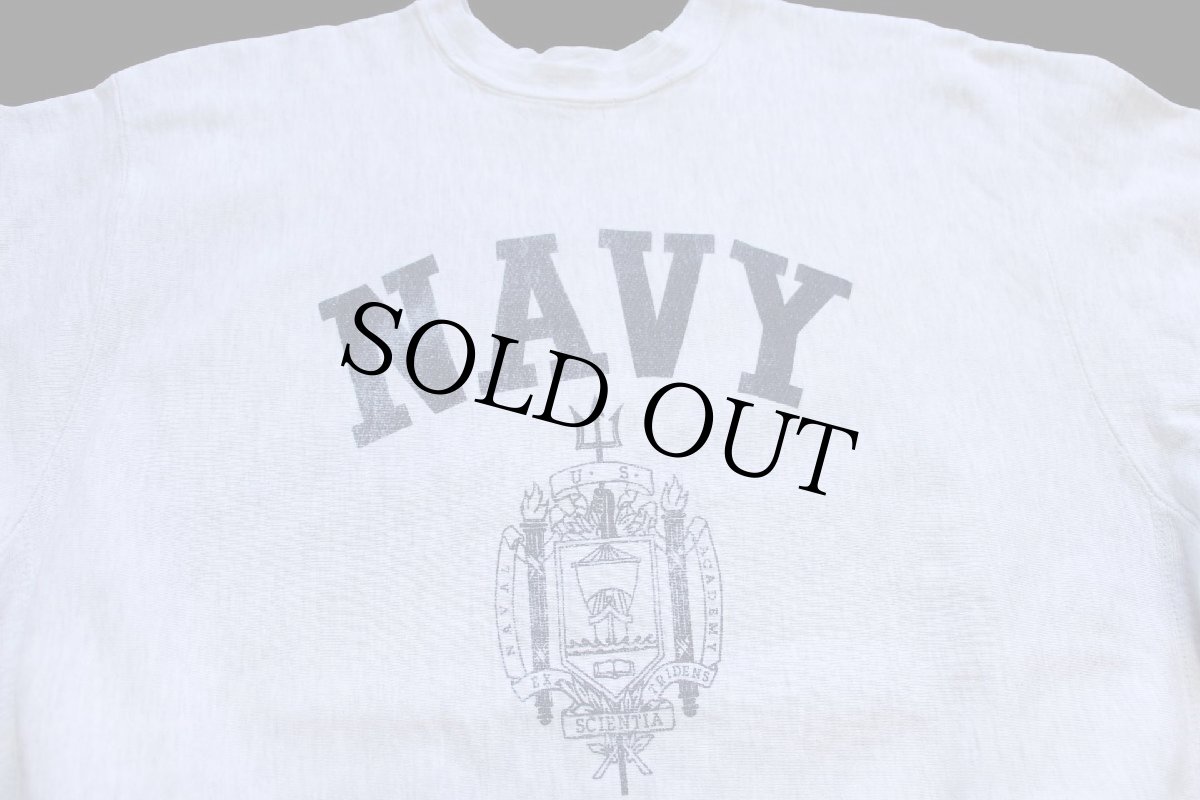 画像3: 90s USA製 MV SPORT 米軍 NAVY U.S.NAVAL ACADEMY ロゴ リバースウィーブ スウェット ボロ 杢ライトグレー XXL★特大 (3)