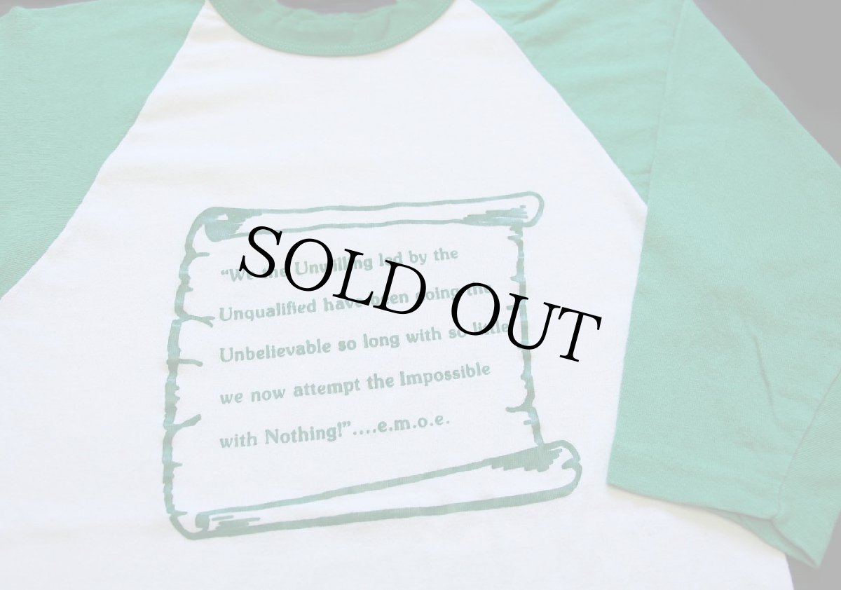 画像3: 70s USA製 RUSSELLラッセル 両面プリント 七分袖 ラグランTシャツ 白×緑 M (3)