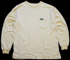 画像1: 90s DUCK HEAD ポケット付き コットン 長袖Tシャツ 薄黄 XL (1)
