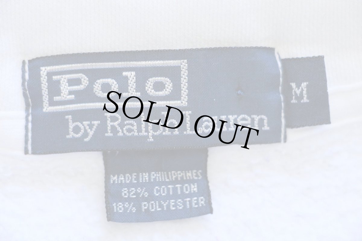 画像4: 00s ポロ ラルフローレン ワンポイント 襟付き ハーフジップ スウェット 白 M (4)