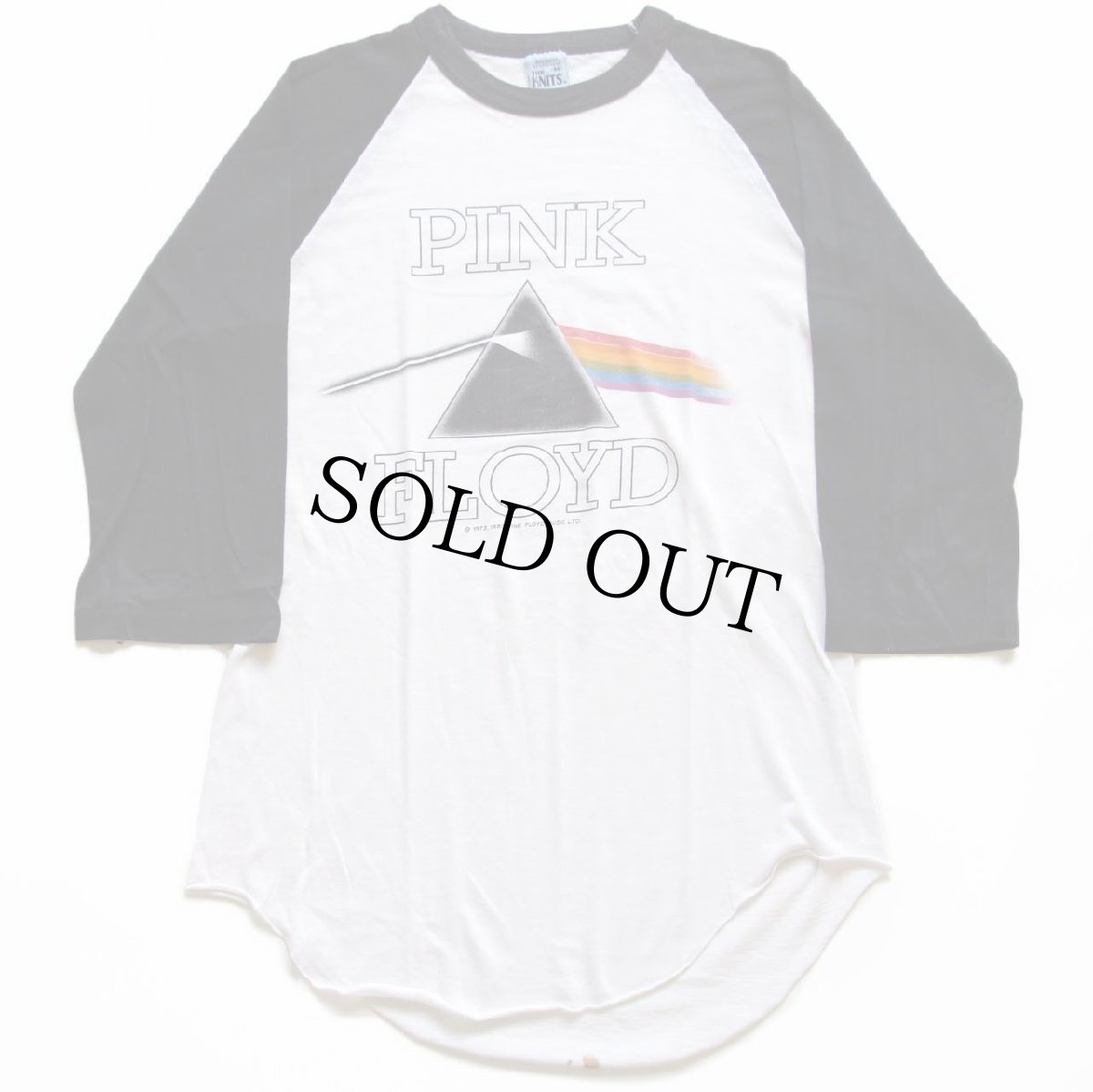 画像1: 80s USA製 PINK FLOYDピンクフロイド 七分袖 ラグラン バンドTシャツ 白×黒 M (1)