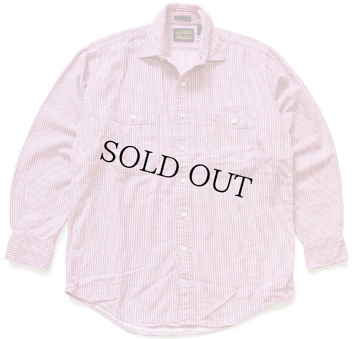 画像1: 80s EddieBauerエディーバウアー BAINBRIDGE FLANNEL ストライプ コットン ライト フランネルシャツ 赤×白 M (1)