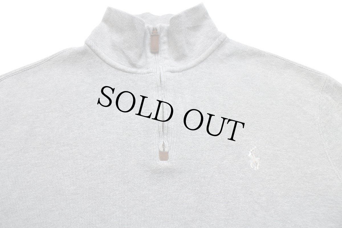 画像3: 00s ポロ ラルフローレン ワンポイント ハイネック ハーフジップ コットン ニット スウェット 杢グレー M (3)