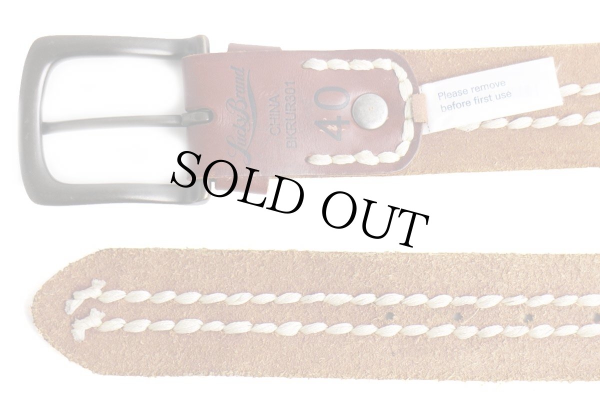 画像3: Lucky Brandラッキーブランド ステッチ装飾 レザーベルト 赤茶 40 (3)