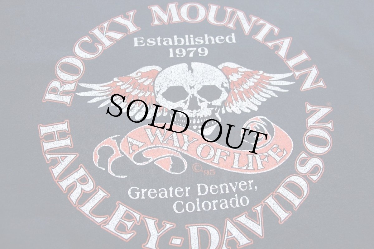 画像5: 00s HARLEY-DAVIDSON ROCKY MOUNTAIN ハーレー ダビッドソン スカルウイング スウェット 黒 フェード 3XL★特大 (5)