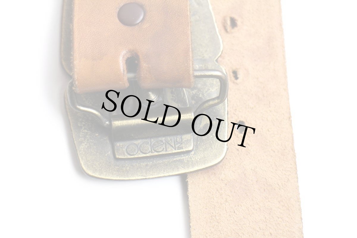 画像3: 80s oden バックル NANCY 花柄 カービング レザーベルト 茶 34 (3)