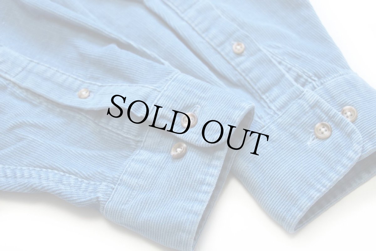 画像6: 90s USA製 LANDS'ENDランズエンド ボタンダウン コットン コーデュロイシャツ 薄青 L (6)