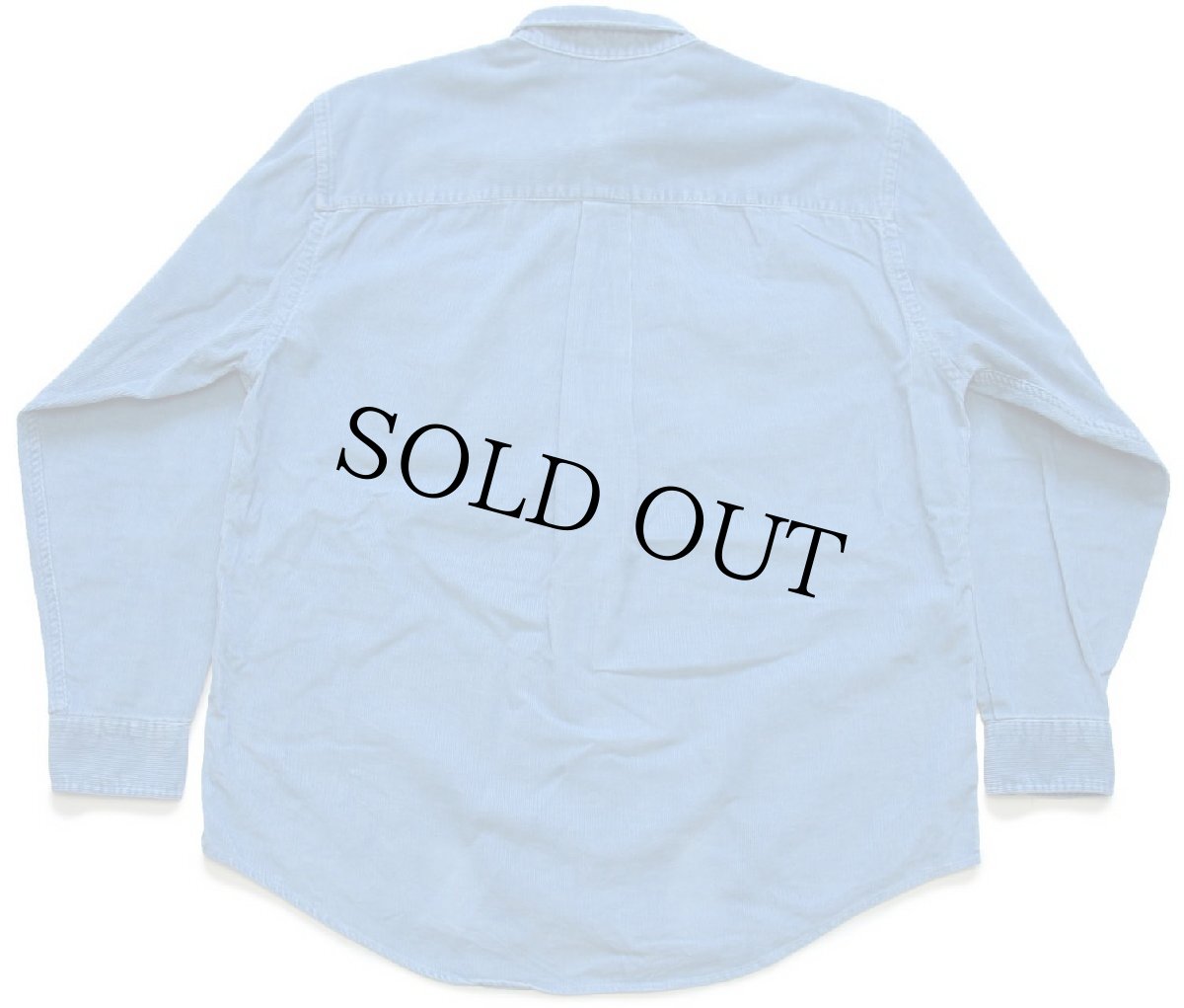 画像2: 90s USA製 LANDS'ENDランズエンド ボタンダウン コットン コーデュロイシャツ 薄青 L (2)