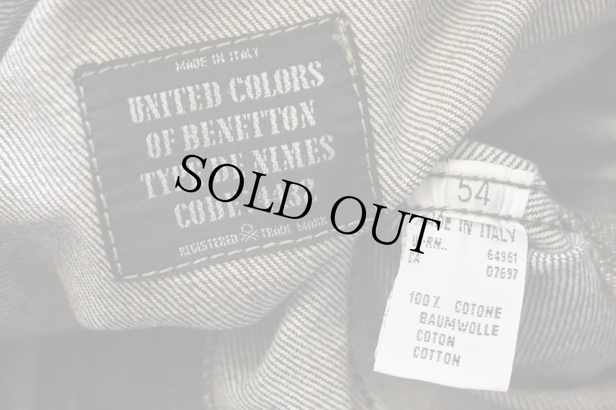 画像4: 90s イタリア製 BENETTONベネトン 先染め ブラック デニムジャケット 54 (4)