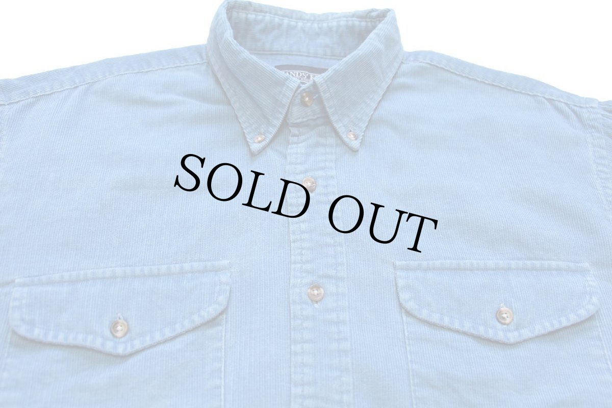 画像3: 90s USA製 LANDS'ENDランズエンド ボタンダウン コットン コーデュロイシャツ 薄青 L (3)
