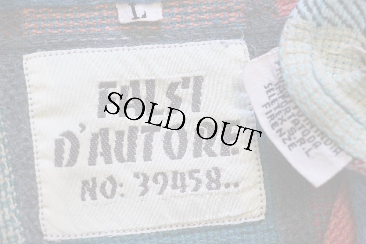 画像4: 80s FALSI D'AUTORE クレイジーカラー チェック コットン フランネルシャツ L (4)